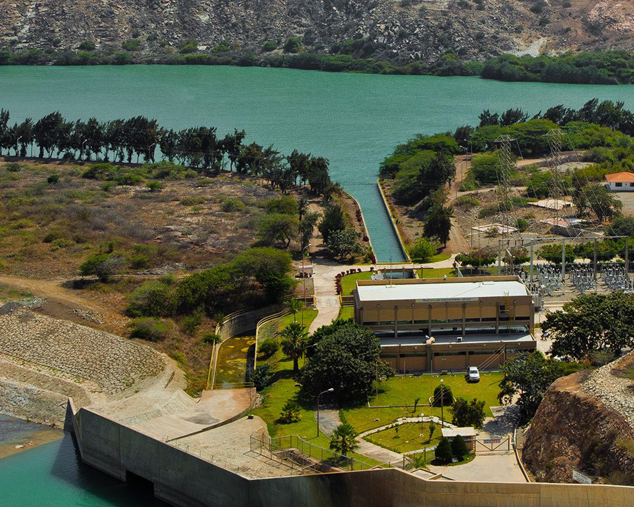 Aerial photo of hydropower plant